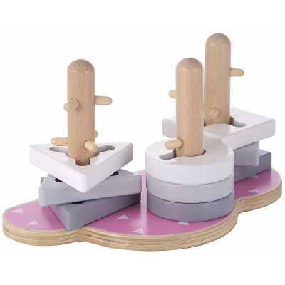 KINDSGUT Dřevěné stohovací puzzle obláček růžová - 31197ru_002