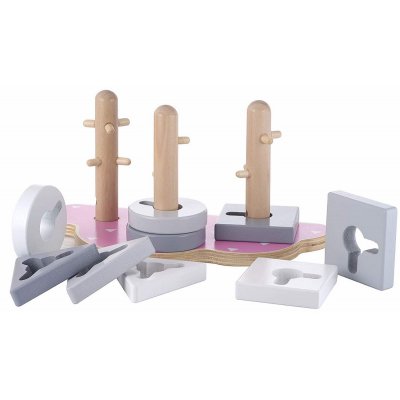 KINDSGUT Dřevěné stohovací puzzle obláček růžová - 31197ru_003