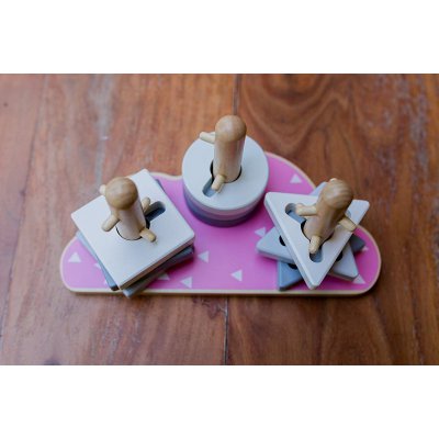 KINDSGUT Dřevěné stohovací puzzle obláček růžová - 31197ru_005
