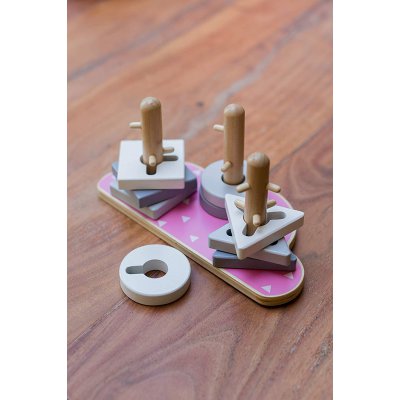 KINDSGUT Dřevěné stohovací puzzle obláček růžová - 31197ru_006