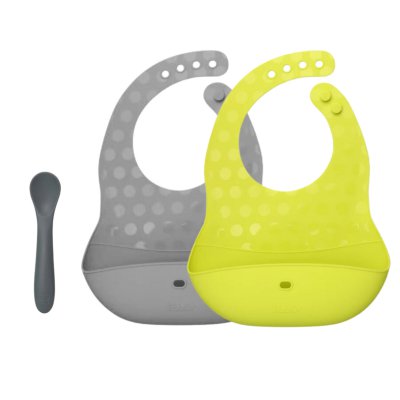 BBLÜV Pöket Set bryndáků + lžička Lime/Grey