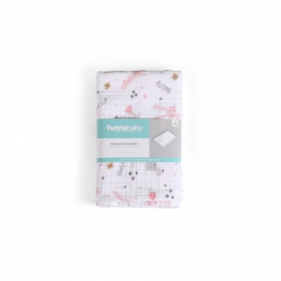 FUNNABABY Mušelínová zavinovací plena Rabbit Pink 120 x 120 cm - 48813rp_001