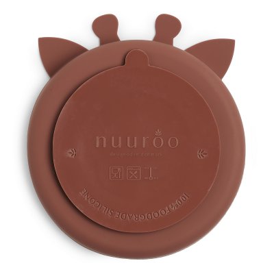 NUUROO Orla Silikonový dělený talíř Giraffe Mahogany - 57155_001