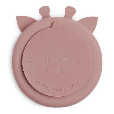 NUUROO Orla Silikonový dělený talíř Giraffe Woodrose - 57156_001