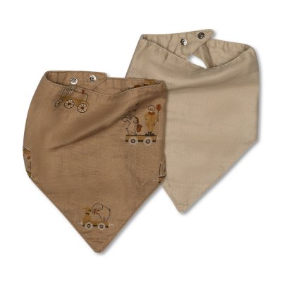 NUUROO Villads Mušelínový bryndáček 2 ks Carnival Train/Natural