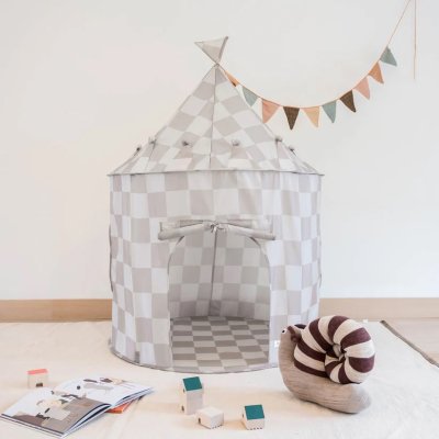 3 SPROUTS Dětský Stan Recycled Checkerboard/Beige - 50402ch_001
