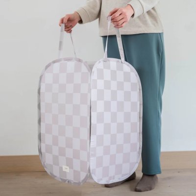 3 SPROUTS Skládací úložný koš Recycled Checkerboard Beige - 70721cb_001