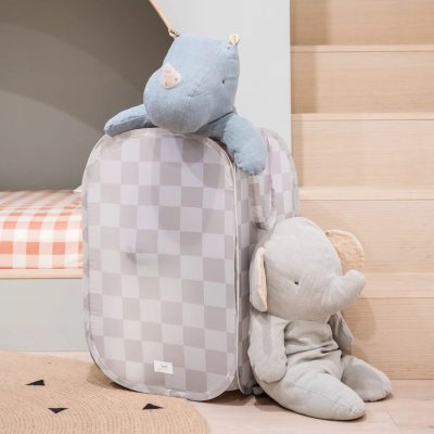 3 SPROUTS Skládací úložný koš Recycled Checkerboard Beige - 70721cb_003