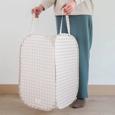 3 SPROUTS Skládací úložný koš Recycled Gingham Beige - 70721gb_001