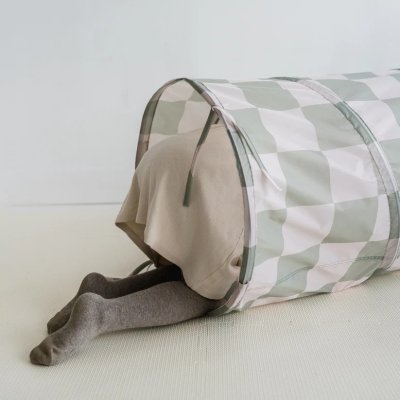 3 SPROUTS Dětský Tunel Recycled Checkerboard Green - 69009cg_002