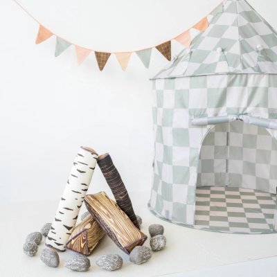 3 SPROUTS Dětský Stan Recycled Checkerboard/Green - 50402cg_001
