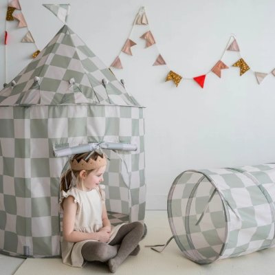 3 SPROUTS Dětský Stan Recycled Checkerboard/Green - 50402cg_003