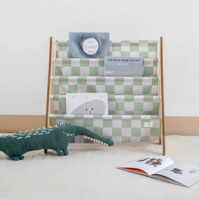 3 SPROUTS Stojan na knížky Recycled Checkerboard/Green - 57188cg_002