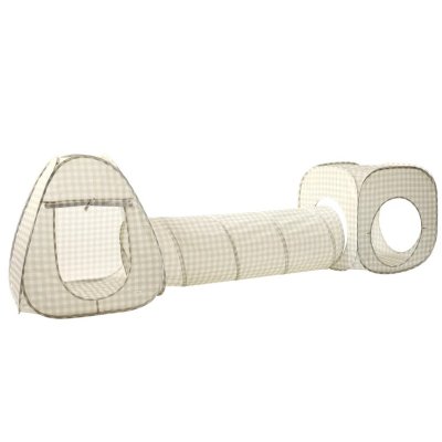 3 SPROUTS Dětský Stan a tunel 3v1 Recycled Gingham Beige