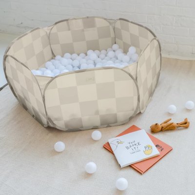 3 SPROUTS Suchý bazének Recycled Checkerboard/Beige - 71423cb_002