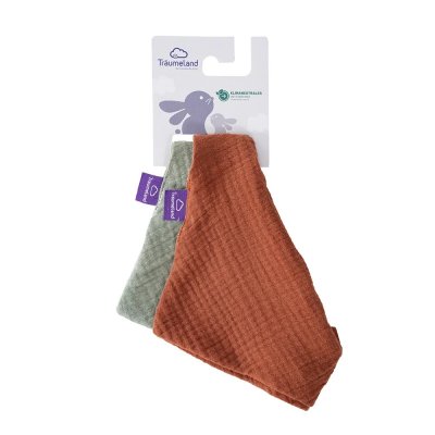 TRÄUMELAND Bandana Bib 2 ks Terrakotta & Salbei Grün - t063103_001