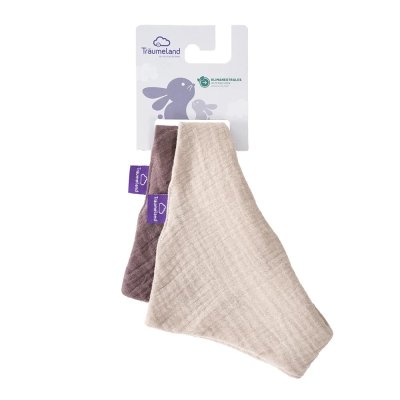 TRÄUMELAND Bandana Bib 2 ks Beige & Schokopflaume - t063104_001