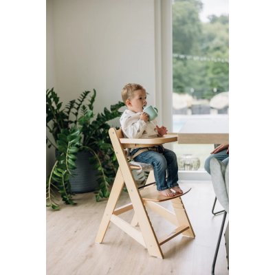 FREEON Dřevěná jídelní židlička Toby Plus s pultíkem a polstrováním Nature - 74456_002