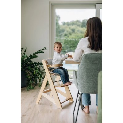 FREEON Dřevěná jídelní židlička Toby Plus s pultíkem a polstrováním Nature - 74456_003