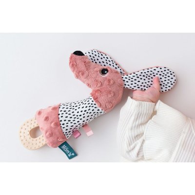 MOMS CARE Senzorická hračka s kousátkem pejsek Jami růžové - 75261_005