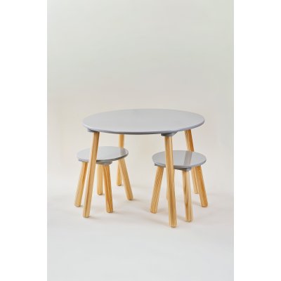 JABADABADO Stůl a 2 židle šedá - 85020_001