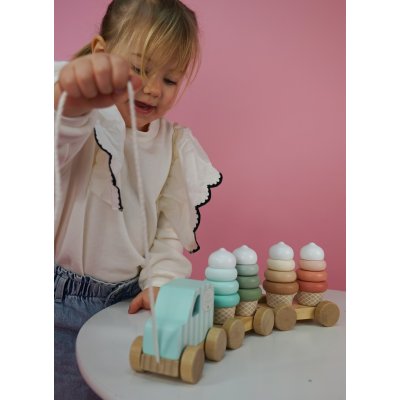 JABADABADO Dřevěný vláček s kostkami Zmrzlina - 85114_010
