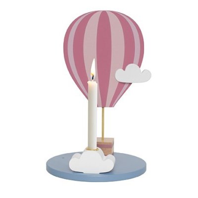 JABADABADO Stojan na svíčku Horkovzdušný balón růžový