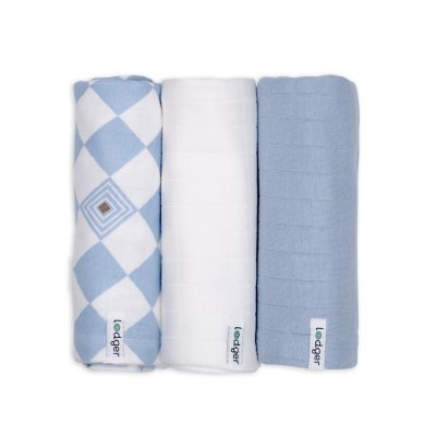 LODGER Swaddler Solid Matcha 3balení 70 x 70 cm Blue Fogg