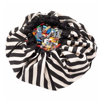 PLAY AND GO Noomad original Hrací deka a Vak na hračky Stripes Black - 65349_001