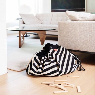 PLAY AND GO Noomad original Hrací deka a Vak na hračky Stripes Black - 65349_003