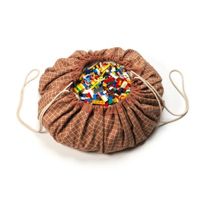 PLAY AND GO Noomad original Hrací deka a Vak na hračky organic Grid Brown - 85457_002