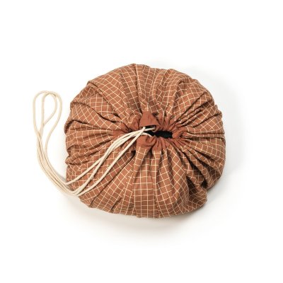 PLAY AND GO Noomad original Hrací deka a Vak na hračky organic Grid Brown - 85457_003