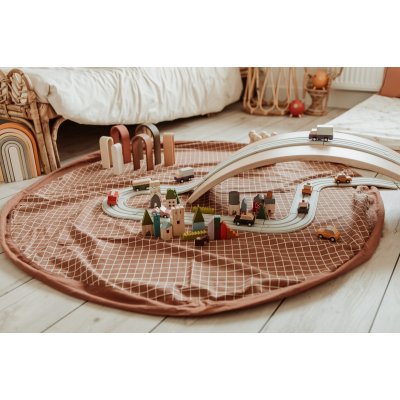PLAY AND GO Noomad original Hrací deka a Vak na hračky organic Grid Brown - 85457_007
