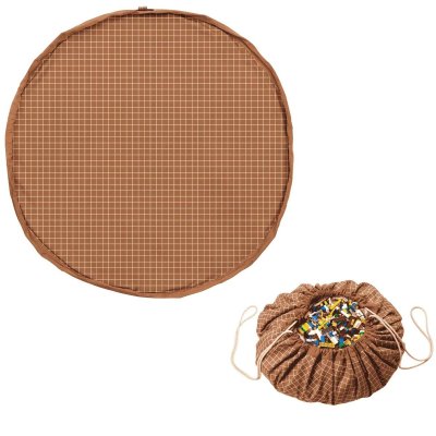 PLAY AND GO Noomad original Hrací deka a Vak na hračky organic Grid Brown