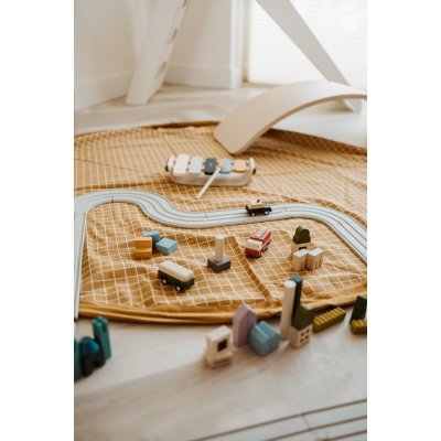 PLAY AND GO Noomad original Hrací deka a Vak na hračky organic Grid Mustard - 85459_005