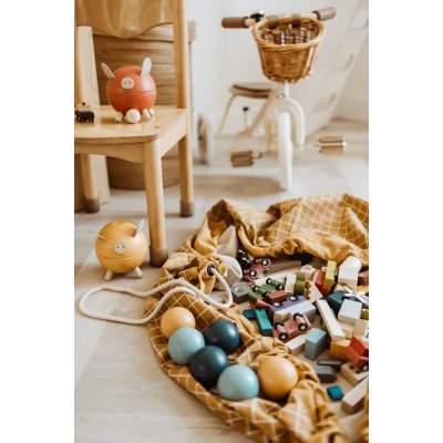 PLAY AND GO Noomad original Hrací deka a Vak na hračky organic Grid Mustard - 85459_007