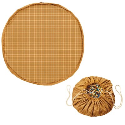 PLAY AND GO Noomad original Hrací deka a Vak na hračky organic Grid Mustard