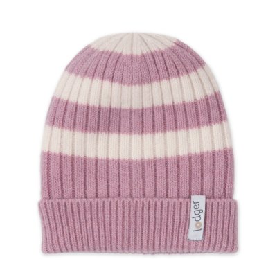 LODGER Čepice Stripe Merino Mauve 1 - 2 roky